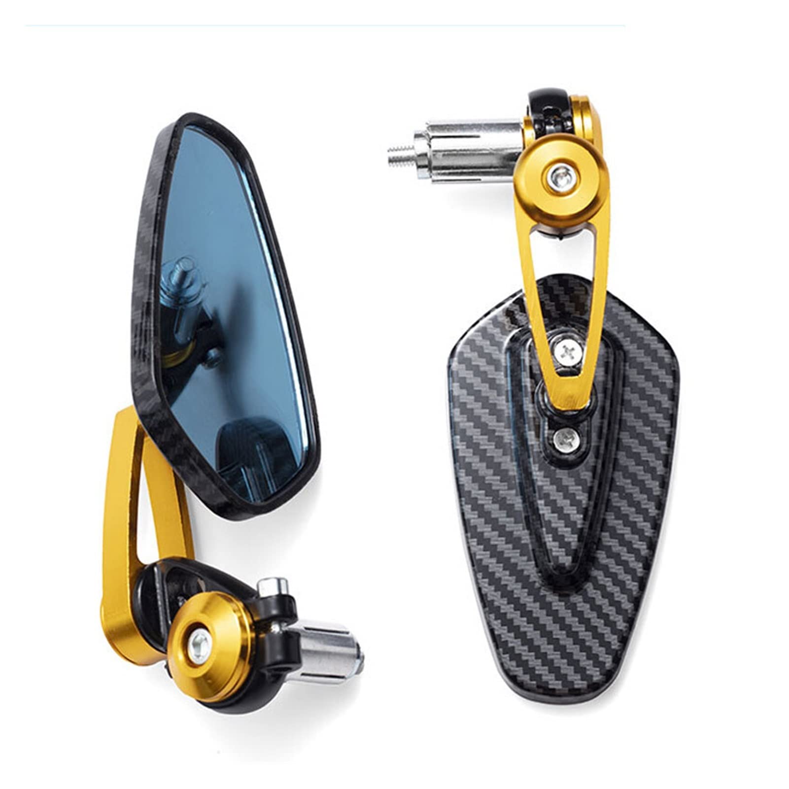 SAXTZDS Carbon Fiber Motorcycle Rearview Mirror - Gold Handlebar Mirror for Inverted Motorbikes | Durable & Stylish Upgrade for Enhanced Safety & Visibility | Perfect for Cruisers, Sport Bikes & Custom Builds