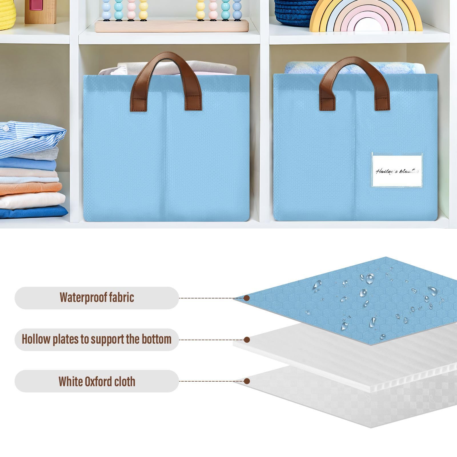 GAIGEO Light Sky Blue Foldable Storage Basket - 43x29x25.5cm Closet Organizer for Clothes, Toys & Home Organization | Perfect for Bedroom, Nursery & Laundry Room Storage Solutions