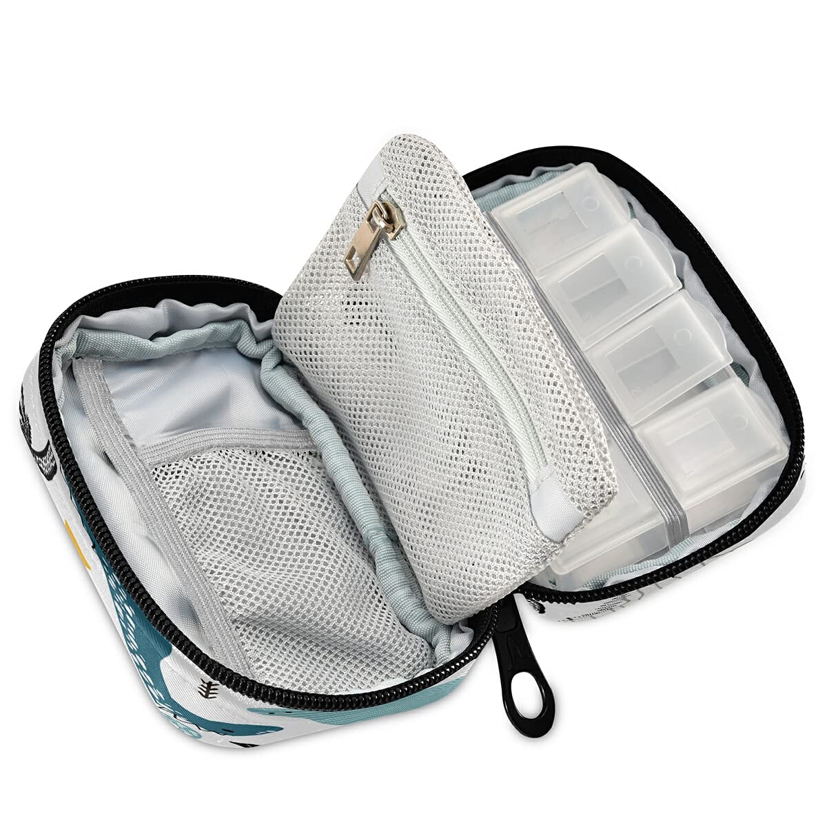 Scandinavian Style Dinosaur Pill Organizer Case - Portable Medicine Box for Vitamins, Supplements & Daily Pills | Perfect for Travel, Home & Office Use