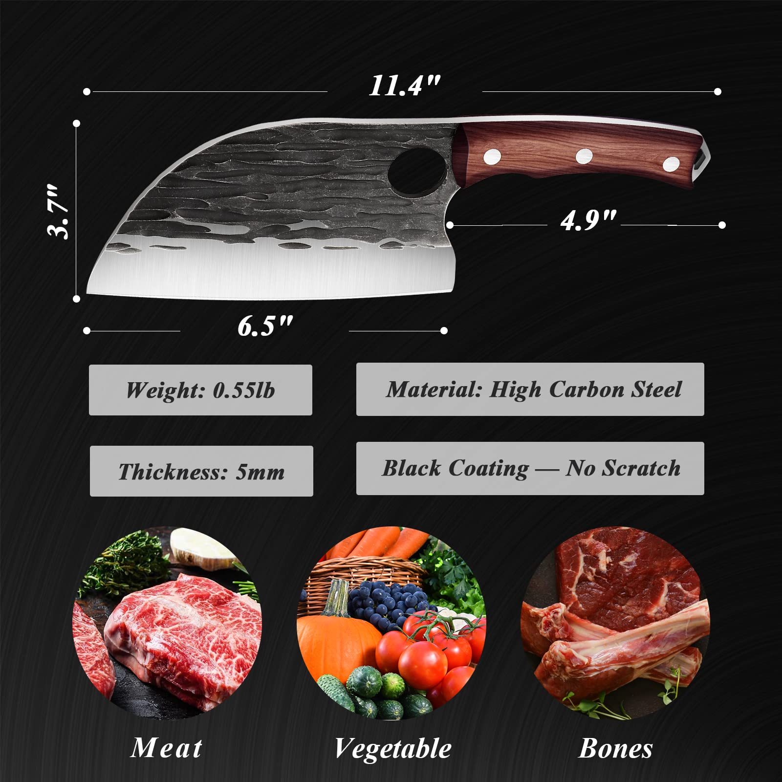Premium Bone Cleaver & Serbian Chef Knife Set - Heavy Duty Hunting Knives for Men with Sheath - Perfect for BBQ, Camping, Outdoor Adventures & Viking Gifts