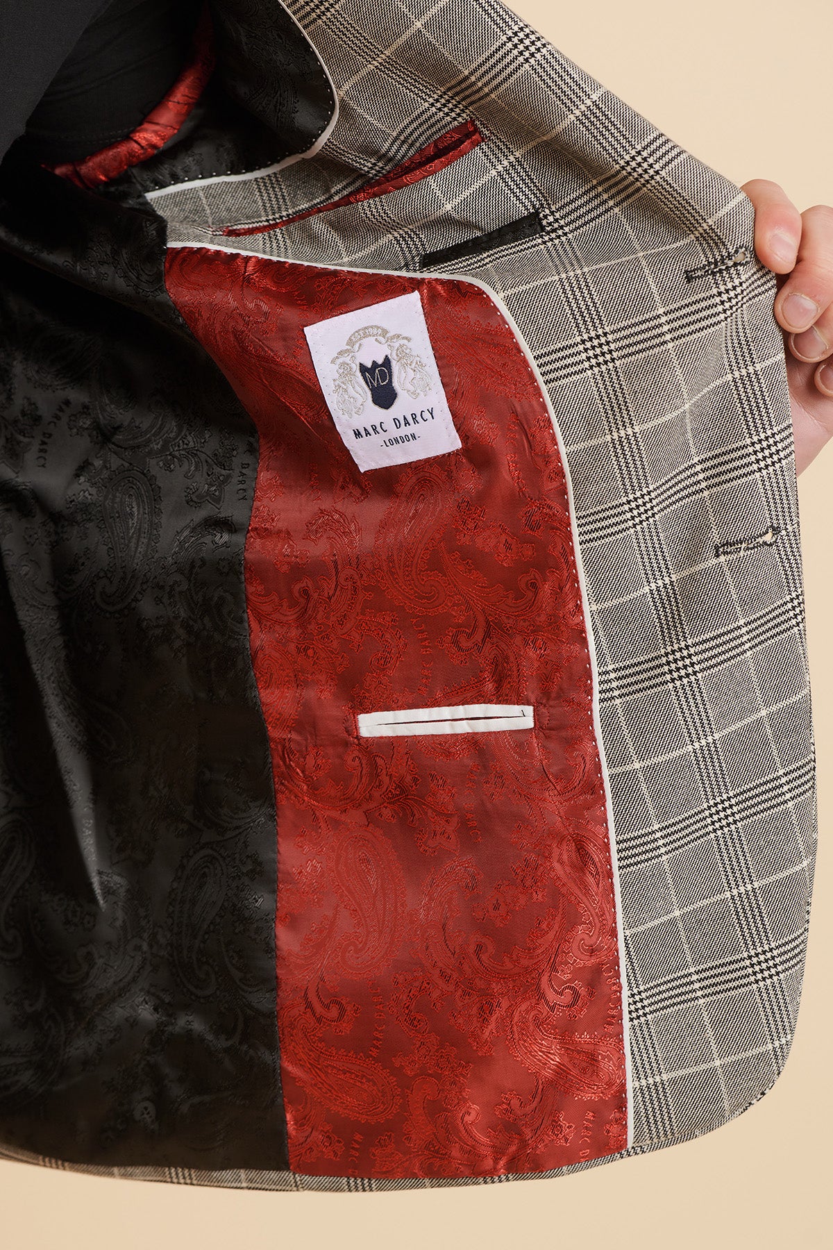 ROSS Grey Check Two Piece Suit for Men - Business Formal Attire for Office, Wedding & Special Occasions