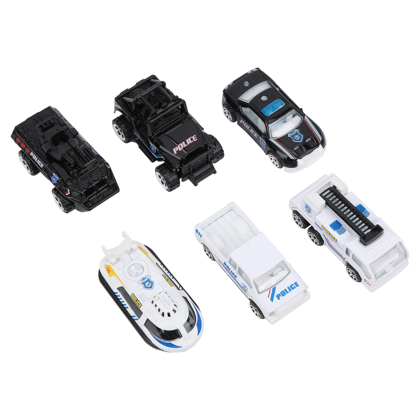 6-Piece Alloy Pull Back Toy Car Set - Mini Police Vehicle Models for Kids | Fun Pretend Play, Birthday Gifts & Collectible Die-Cast Cars