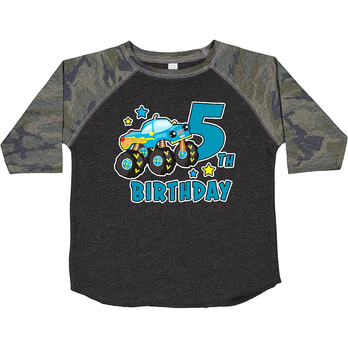 Inktastic 5th Birthday Monster Truck Toddler T-Shirt - Cute Boys' Graphic Tee for Birthday Party, Playdate & Casual Wear