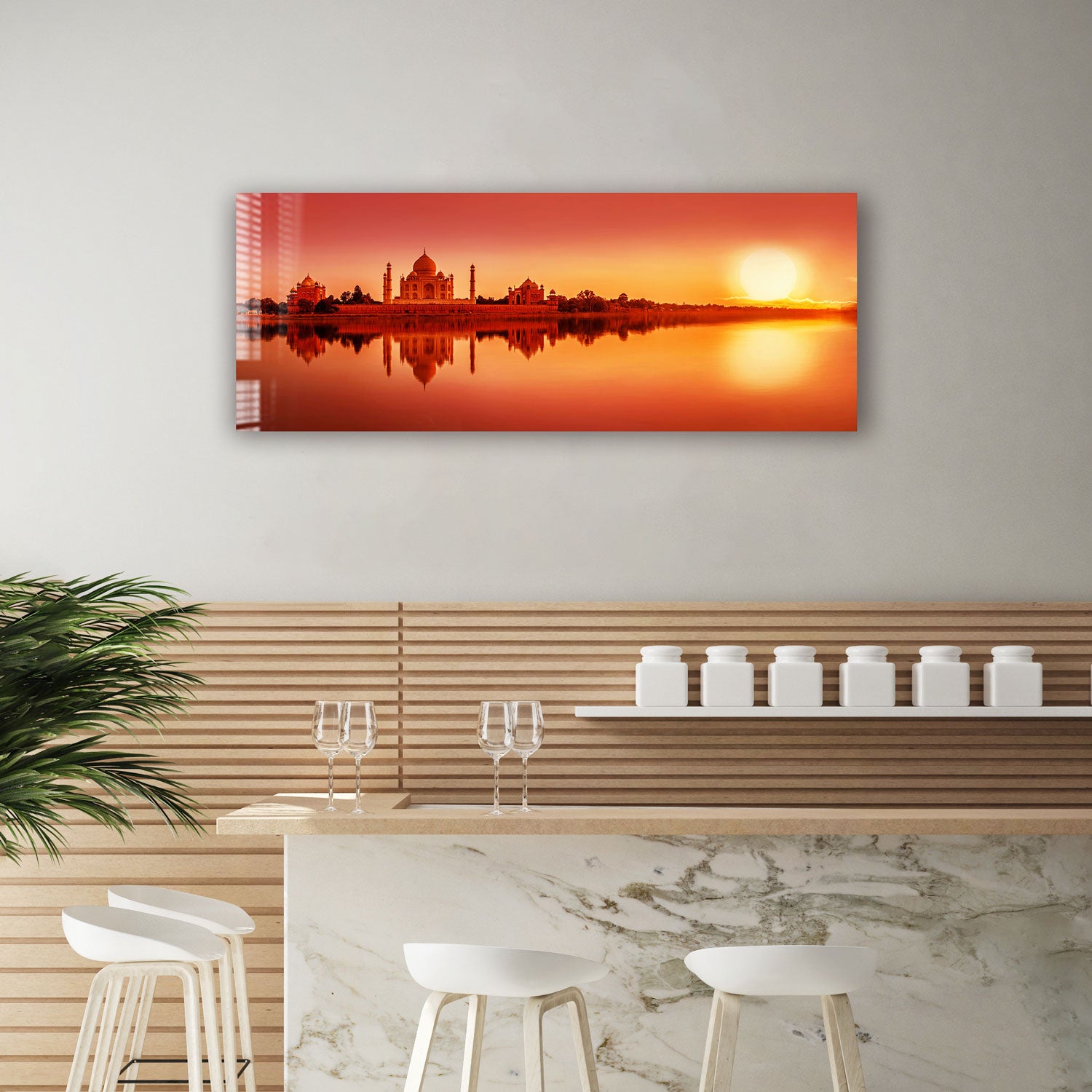 Stunning Taj Mahal Sunset Panoramic View - High Quality Wall Art Print for Home & Office Decor | Perfect for Living Room, Bedroom, or Gift