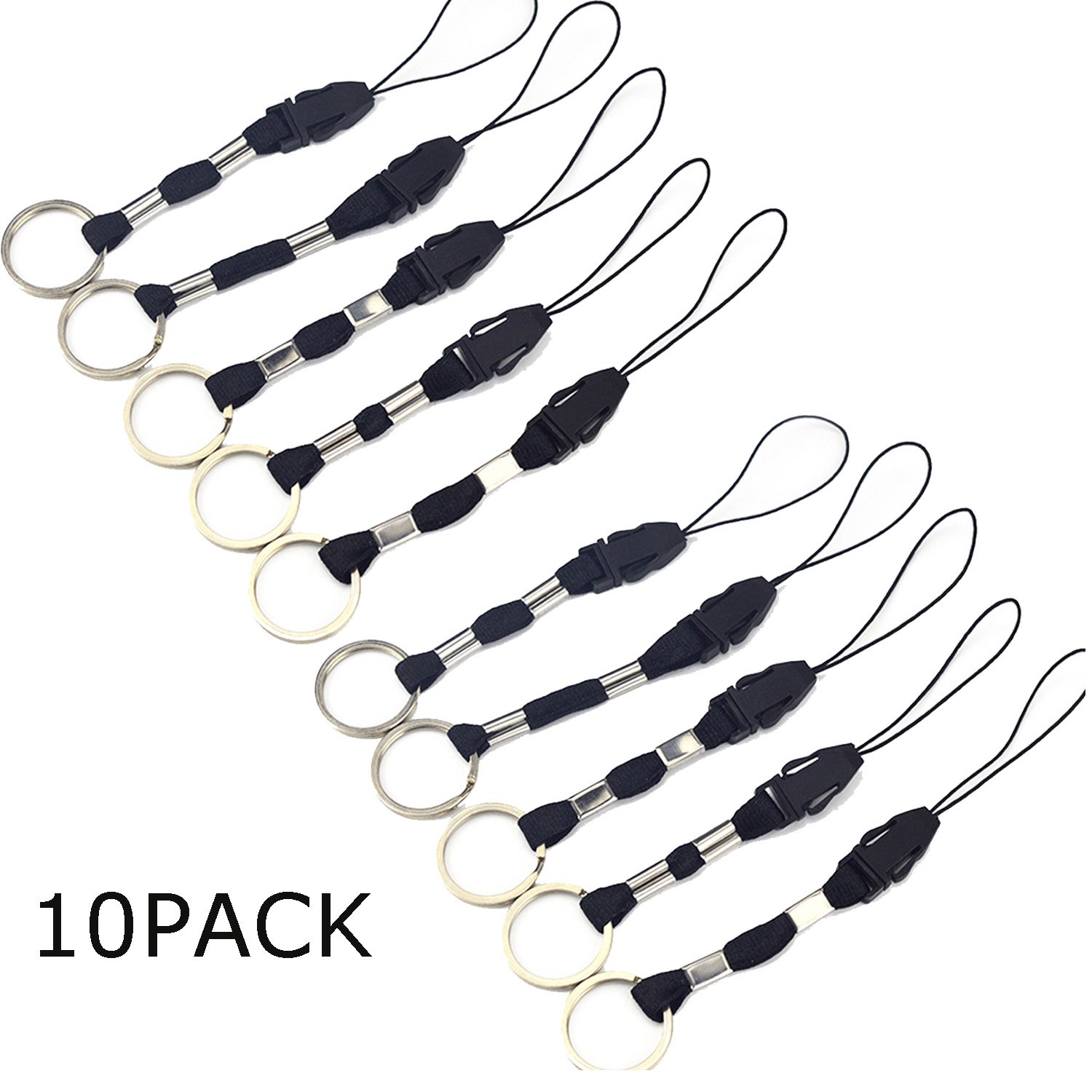 10 Pcs Nylon Finger Lanyards with Ring for USB Keys & Phones - Office & Travel Use
