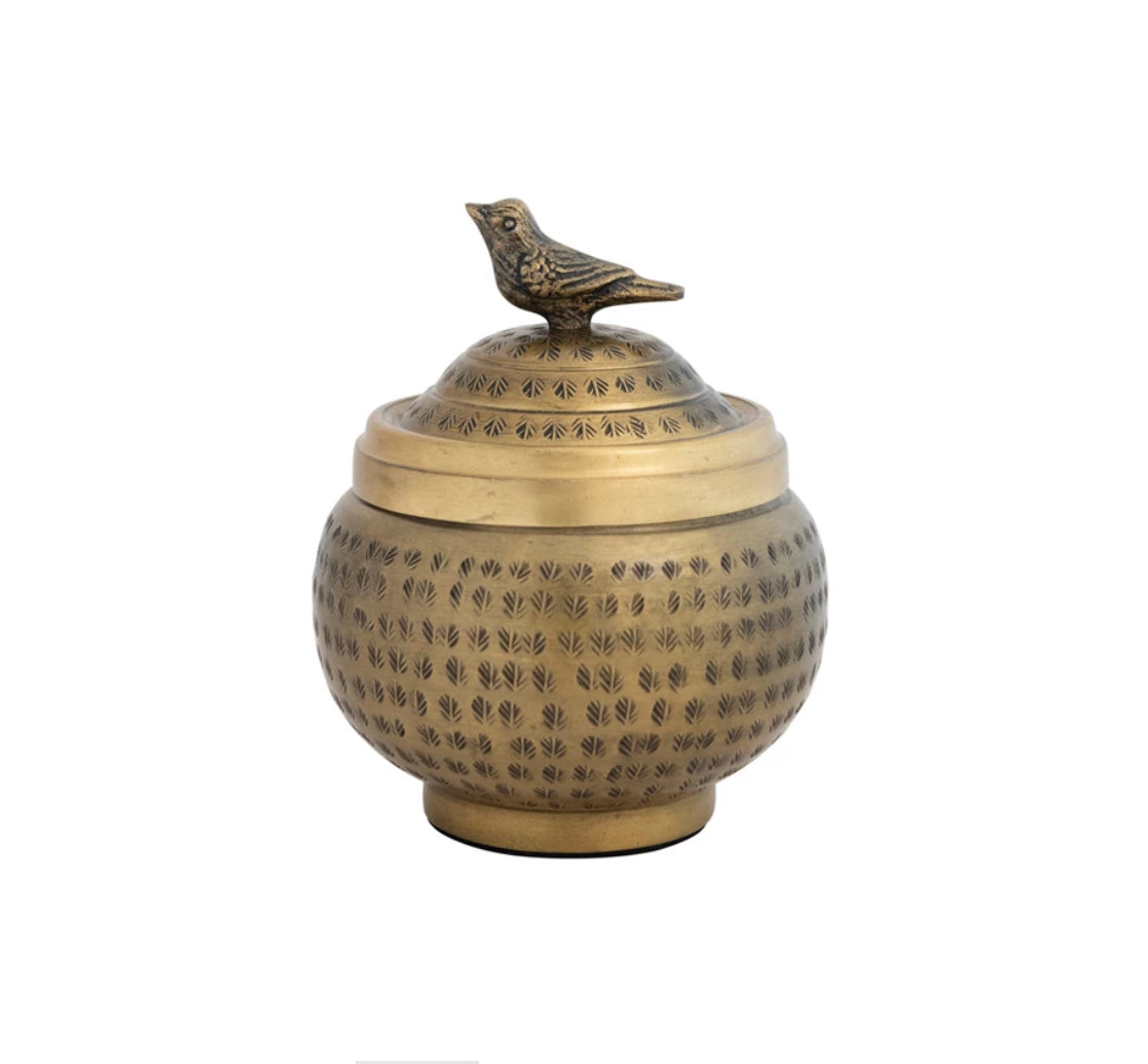 Handmade Hammered Metal Bird Decorative Container - Vintage Home Decor for Living Room, Bedroom, or Office