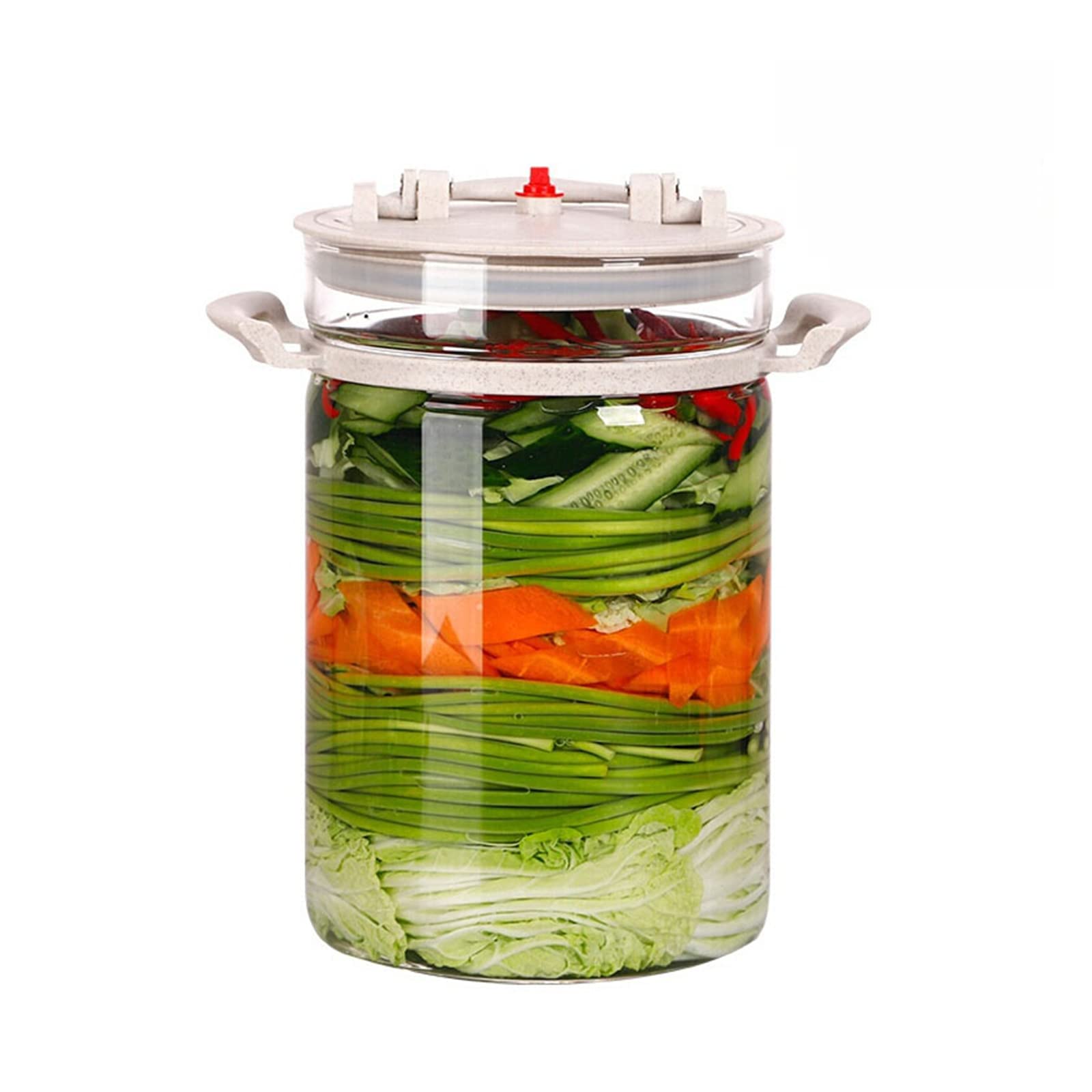 Premium Glass Fermenting Jar with Airlock - Traditional Chinese Design for Pickling, Kimchi, Sauerkraut & Homemade Ferments - Airtight Seal & Durable Material - Perfect for Home Brewing, Kombucha & Food Preservation