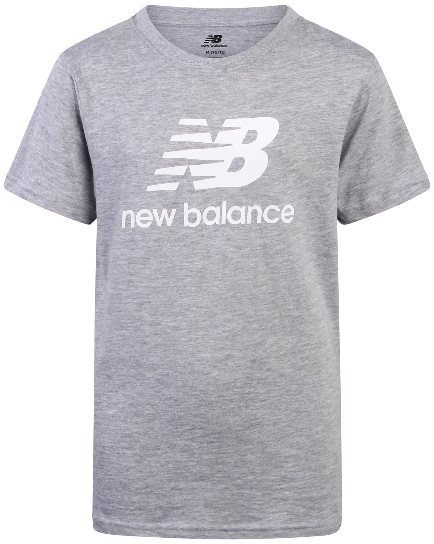 New Balance Boys' Cotton Core Stacked Logo Athletic T-Shirt - Youth Crewneck Short Sleeve Tee (Sizes 8-20) - Perfect for School, Sports & Casual Wear