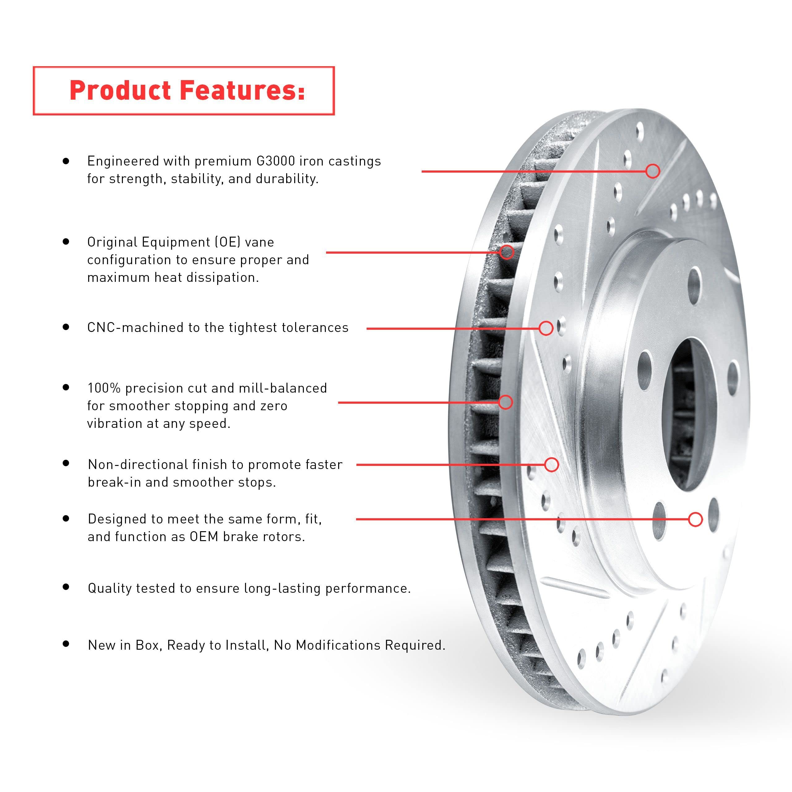 Dynamic Friction Company Ceramic Rear Brake Pads & Rotors Kit - Complete Brake System with Hardware for Sedans, SUVs, Trucks - Smooth Quiet Braking Performance - Ideal for Daily Commuting, Highway Driving & Towing