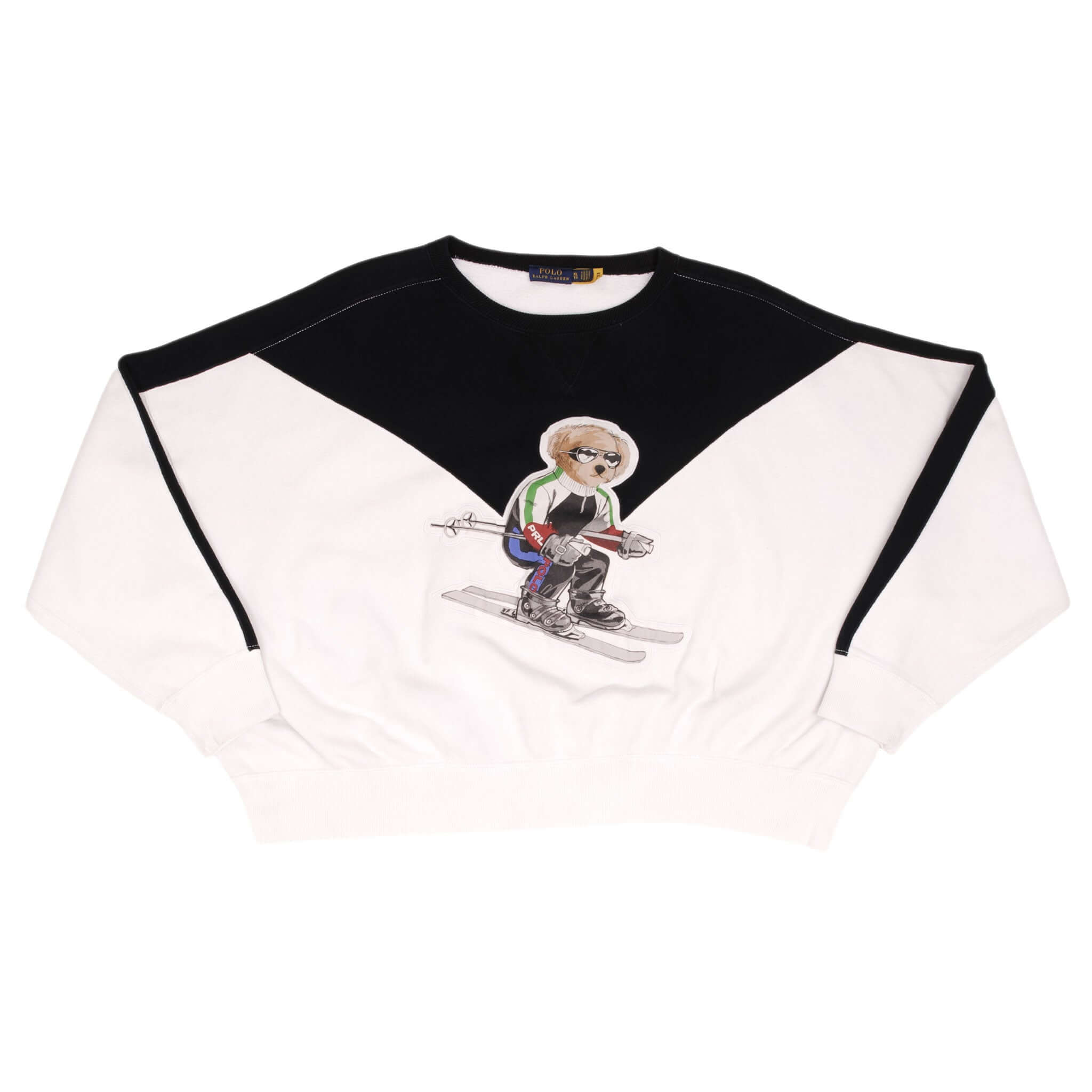 RALPH LAUREN Skiing Bear Cropped Sweatshirt for Women - XL Size, Cozy Winter Pullover for Skiing & Casual Wear