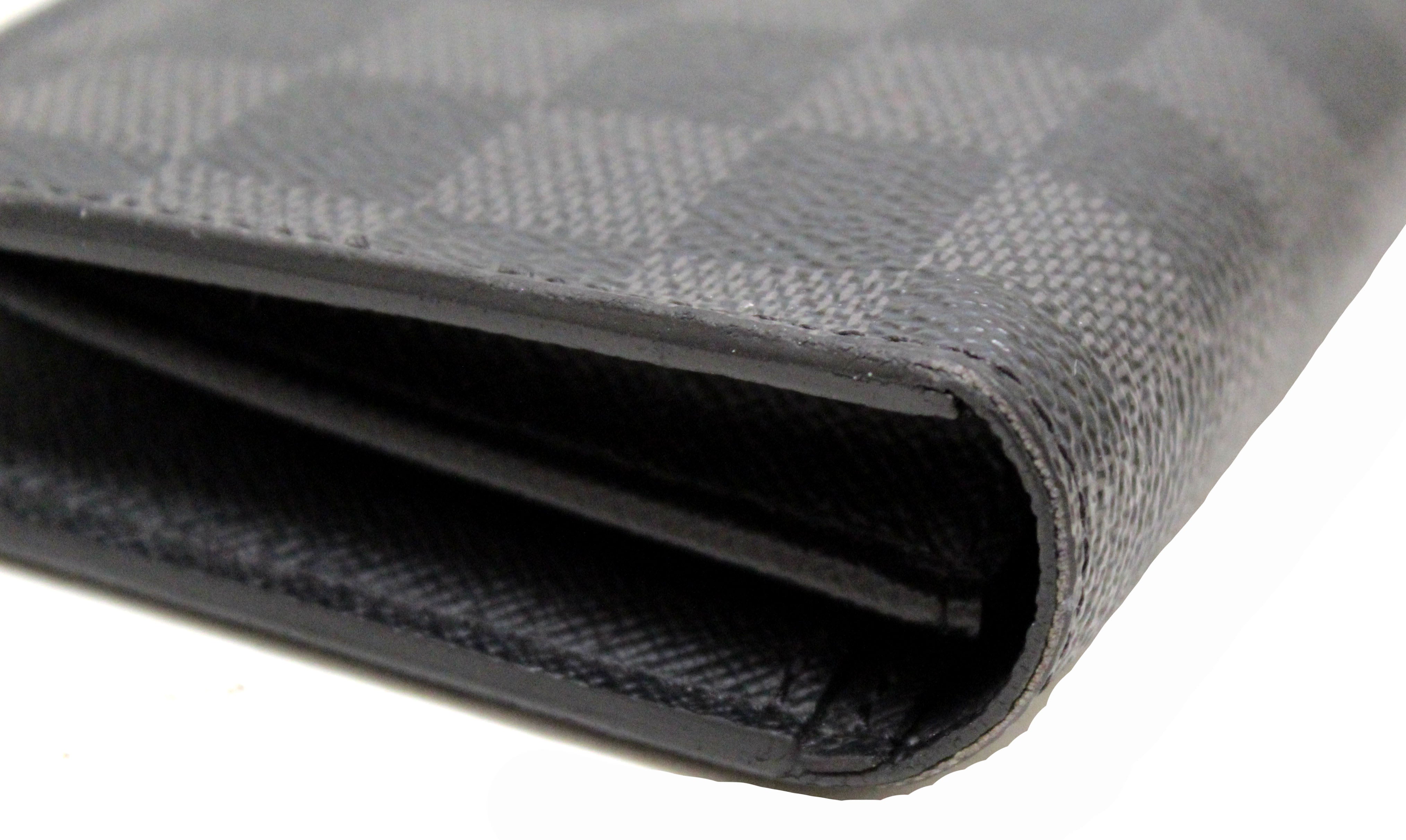 Authentic Louis Vuitton Damier Graphite Canvas Brazza Wallet for Men - Slim RFID Blocking Bifold Credit Card Holder - Perfect for Business, Travel & Everyday Use