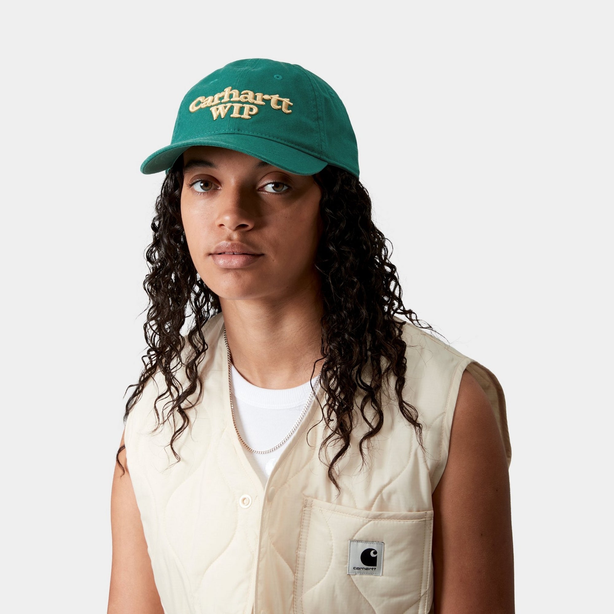 Carhartt WIP Script Cap - Stylish Baseball Hat for Men & Women | Rainforest Green & Air Yellow | Perfect for Outdoor Activities, Streetwear Fashion & Casual Wear