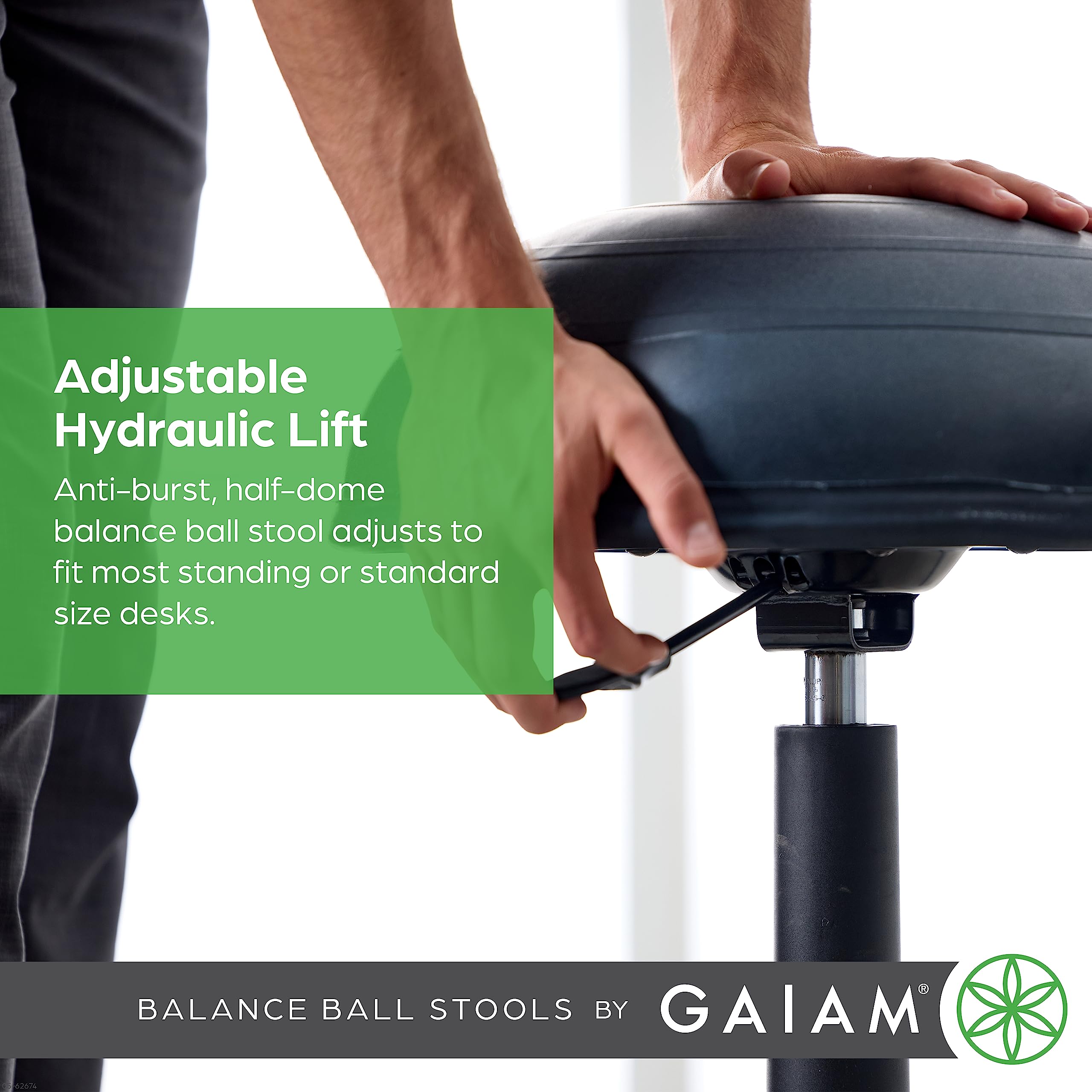 Gaiam Balance Ball Chair Stool - Adjustable Stability Ball for Office & Home Workstation - Ergonomic Half-Dome Yoga Ball Seat for Posture Support & Core Strength Training - Perfect for Standing Desk Users & Active Sitting