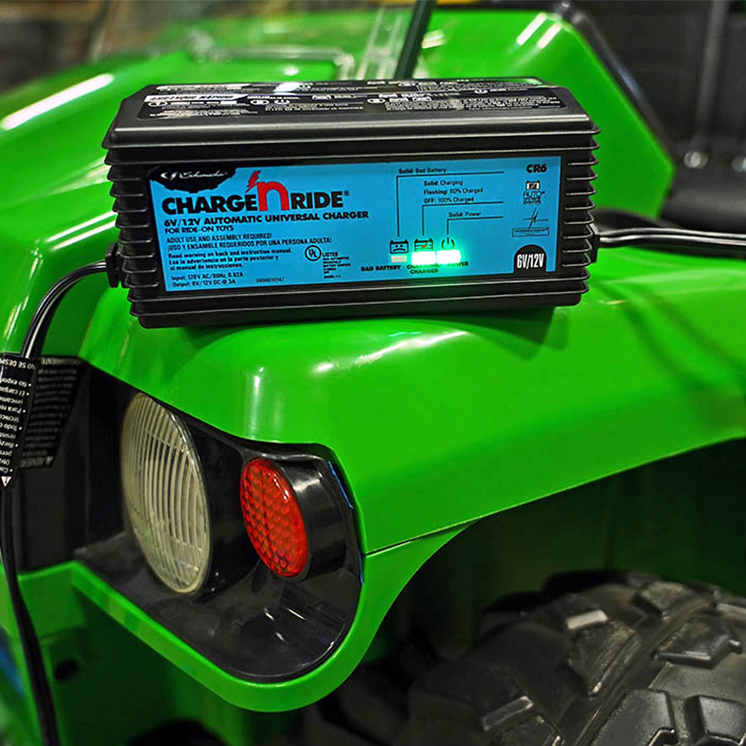 Schumacher Electric 6V/12V Automatic Battery Charger for Ride-On Toys - Fast 3A Charging for 3 & 4 Wheel Kids Cars | Perfect for Power Wheels, Kid Trax & Peg Perego Vehicles | Home, Garage & Outdoor Use