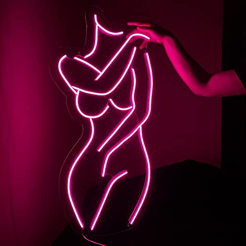 32x14.6 Inch Sexy Girl Beer Neon Sign - Super Bright LED Wall Decor Light for Bar, Man Cave & Home Parties (ASD-18)
