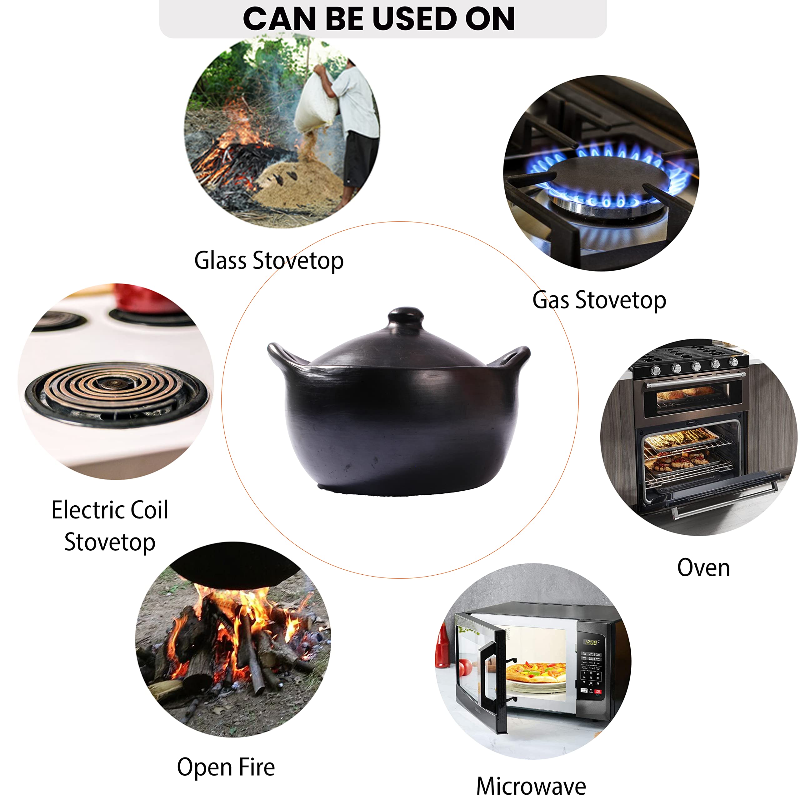 Authentic Chamba Clay Pot for Stews & Soups – 6 Quart Large Traditional Ancient Cookware – Perfect for Slow Cooking, Braising & Serving at Family Gatherings