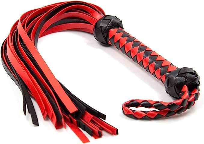 BDSM Whip - PU Leather Spanking Whip for Couples, Adults - Red Bondage Toy for Bedroom Play, Restraints & Sensual Fun - Perfect for BDSM, Role Play & Intimate Scenes