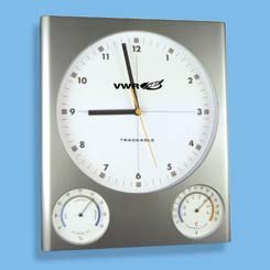 Traceable Temperature and Humidity Wall Clock - VWR Digital Thermometer/Hygrometer with LCD Display - Model 46610-016 - Perfect for Home, Office, Lab, and Warehouse Monitoring