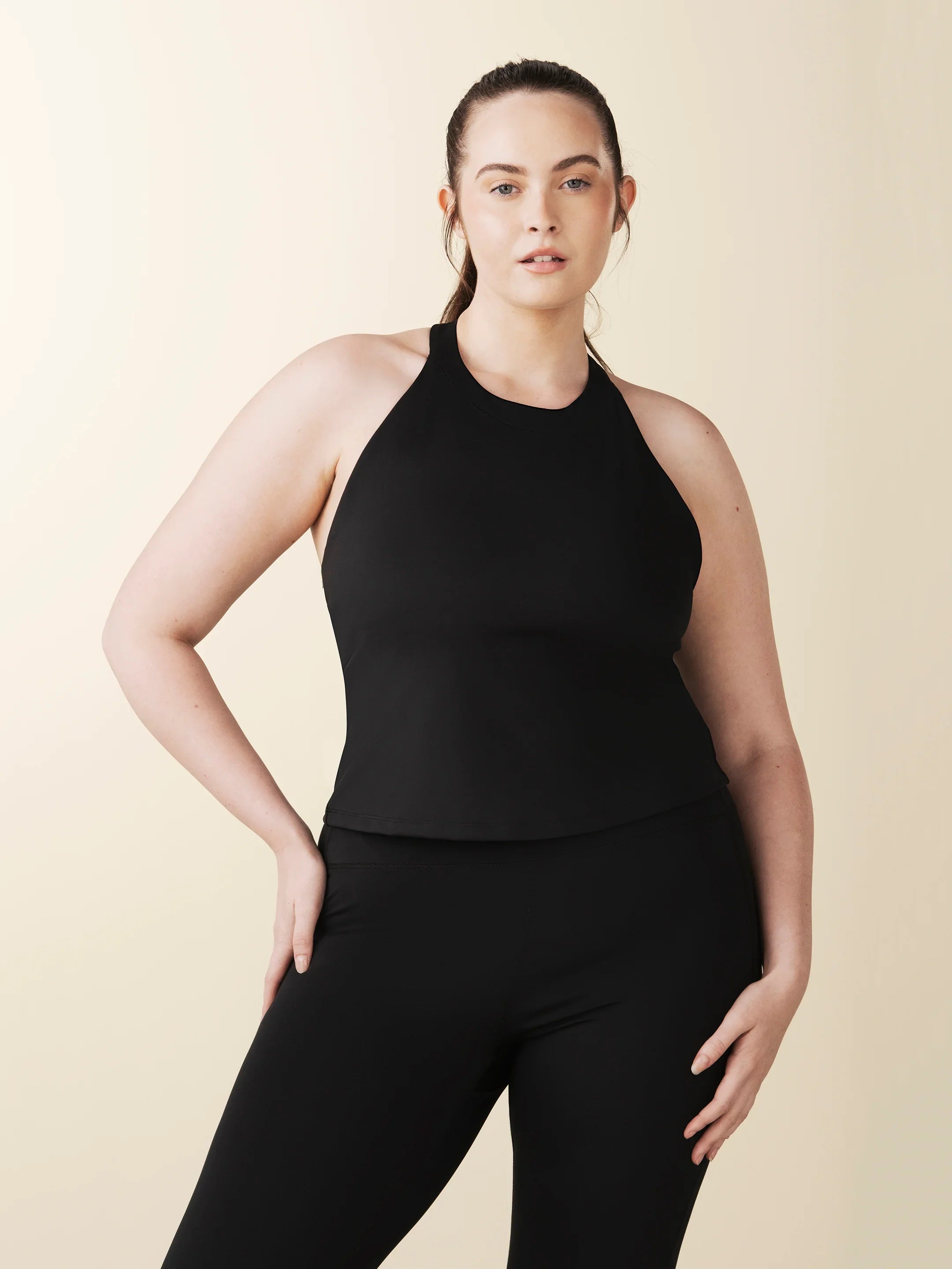 High Neck Tank Top for Women - Slim Fit Black Workout Shirt | Yoga, Gym & Casual Wear