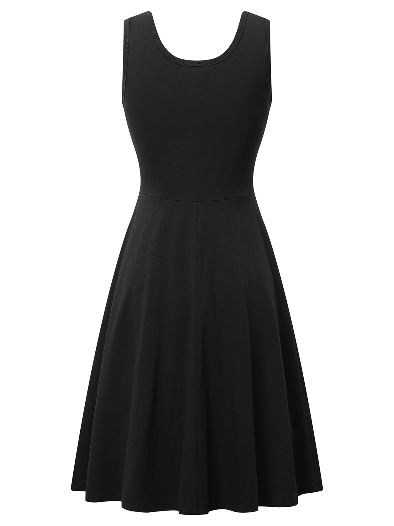 HUHOT Women's Sleeveless V-Neck Midi Dress with Pockets - Flared Tank Dress for Summer Beach, Vacation & Casual Outings