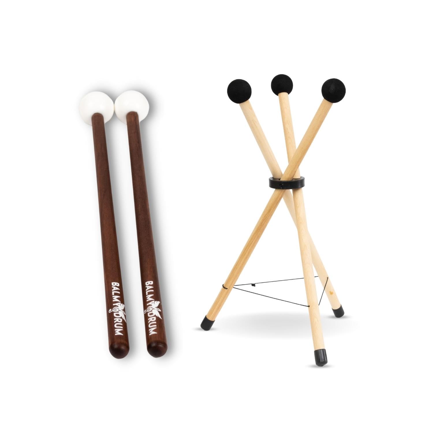 Premium Solid Beech Wood Handpan Drum Set with Steel Tongue Drum & Wooden Sticks - Complete Percussion Kit for Beginners & Professionals - Perfect for Meditation, Music Therapy & Live Performances