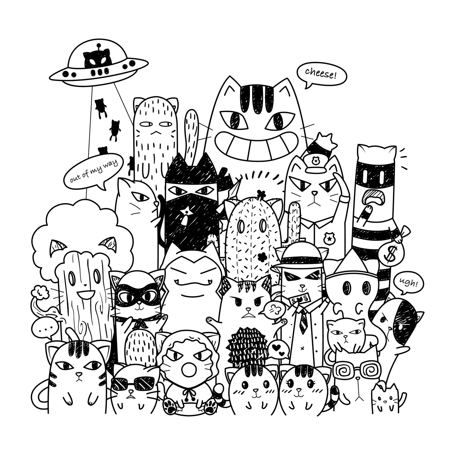 Funny Cat Invasion T-Shirt - Cool Graphic Tee for Cat Lovers - Perfect for Casual Wear, Gifts & Cat-Themed Parties