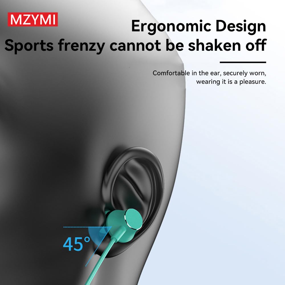 MZYMI Wireless Bluetooth Neckband Headphones - 200H Extra Long Battery Life, Stereo Sound, Built-in Mic, IPX5 Waterproof, Balanced Armature Drivers for Sports & Workout (Black) | Perfect for Running, Gym, Commuting & Office Use