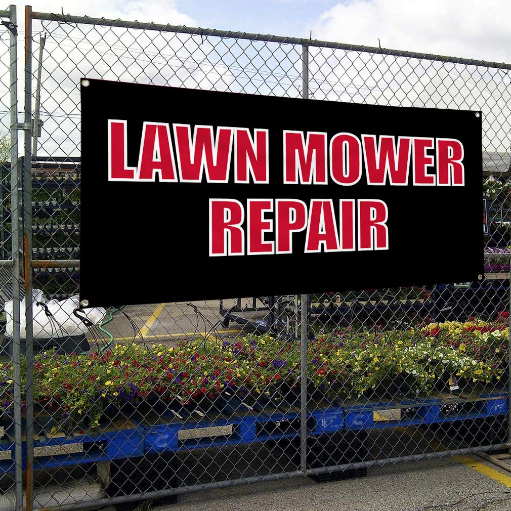 Vinyl Banner 36x72 Inches - Weatherproof Outdoor Yard Sign with 6 Grommets for Lawn Mower Repair, Business Advertising & Industrial Use | Perfect for Storefronts, Events & Construction Sites
