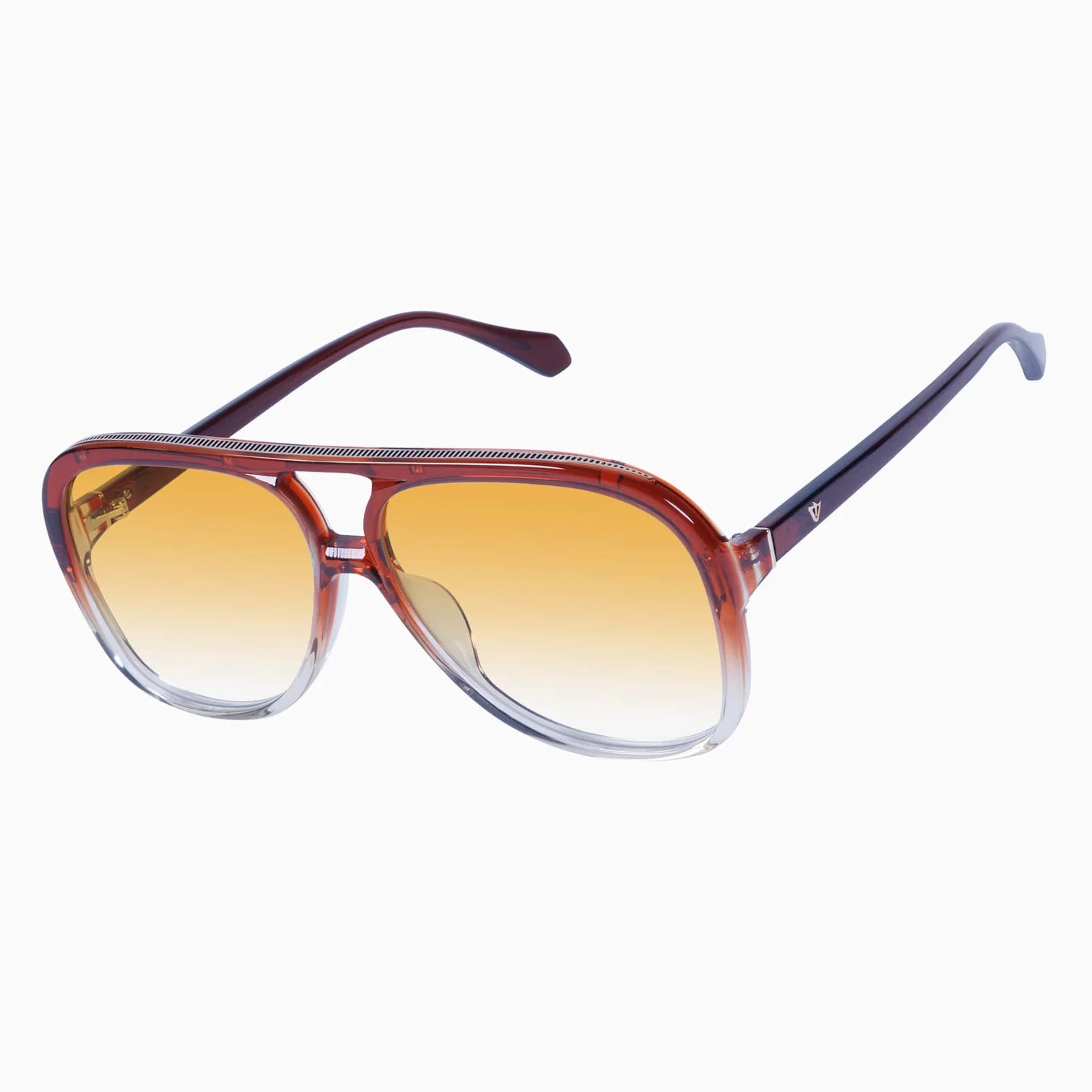 Bang Sunglasses - Burnt Orange Fade to Crystal Frame with Gold Metal Trim & Orange Gradient Lenses for Outdoor Sports and Fashion