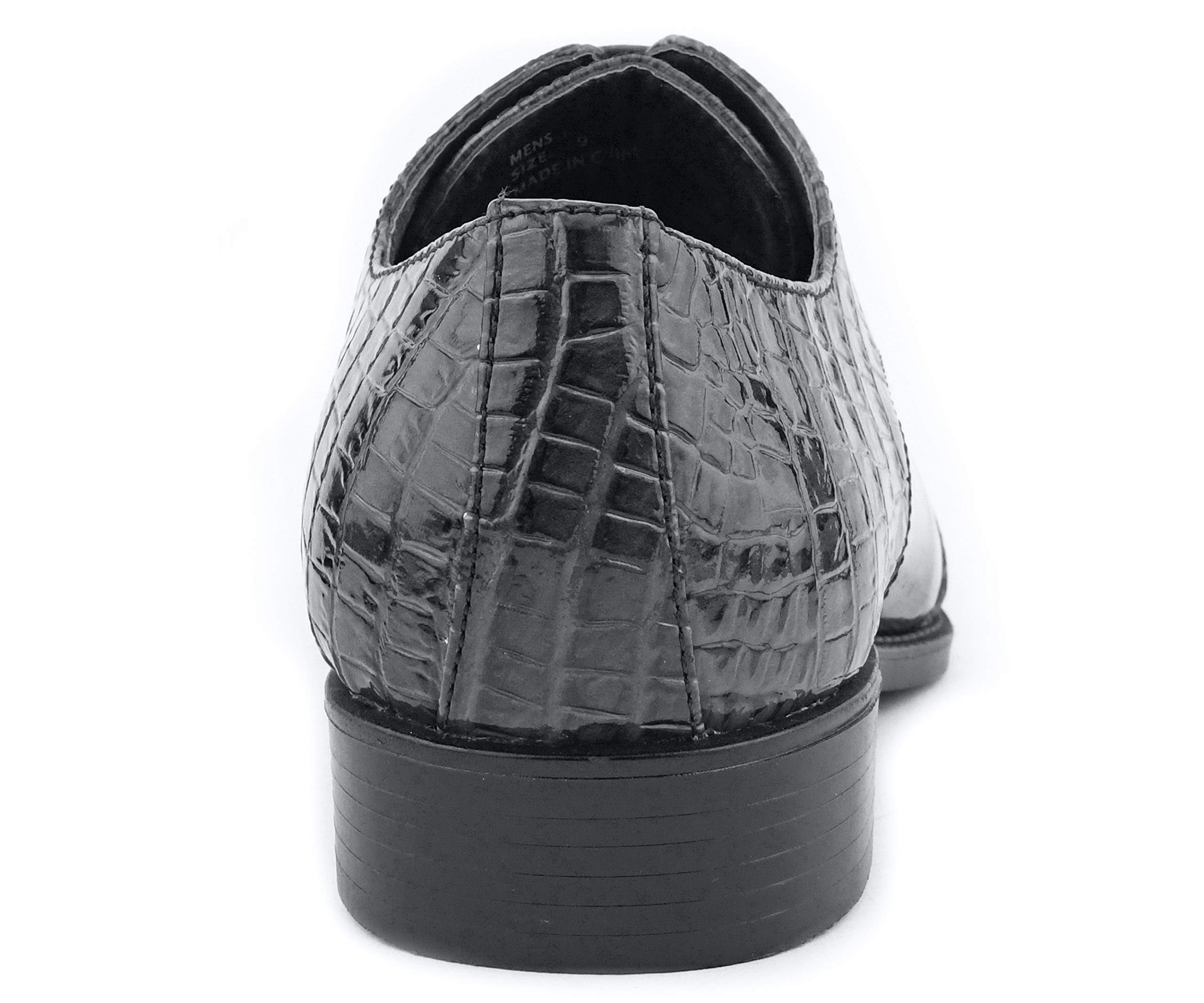 Bolano Bandit Men's Cap Toe Oxford Dress Shoes | Alligator Print Croc Folded Formal Shoes for Business & Weddings | Premium Leather Office & Party Footwear