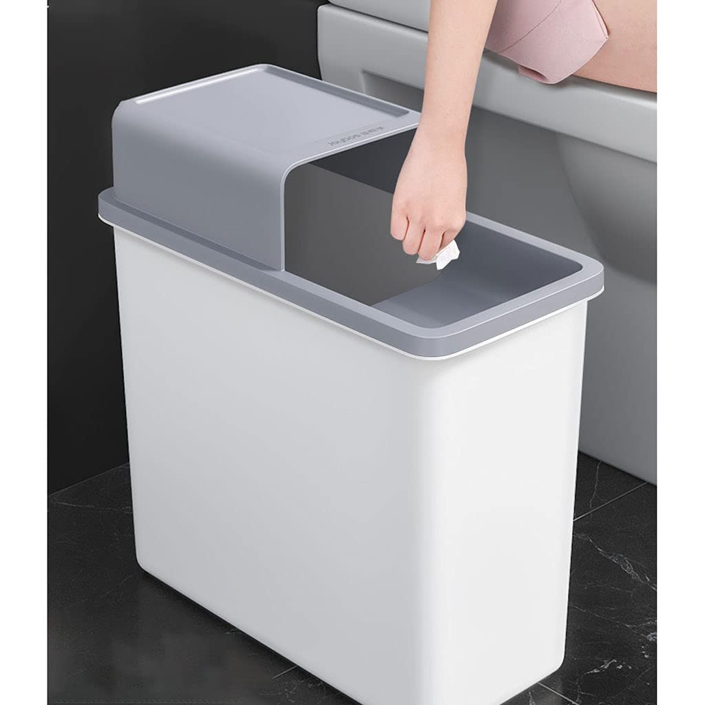 14L Large Capacity Kitchen Trash Can with Lid - Odor-Proof Indoor Garbage Bin for Home, Office, Bathroom & Living Room | Space-Saving Cabinet Door Gap Design | Ideal for Waste Disposal & Recycling Storage