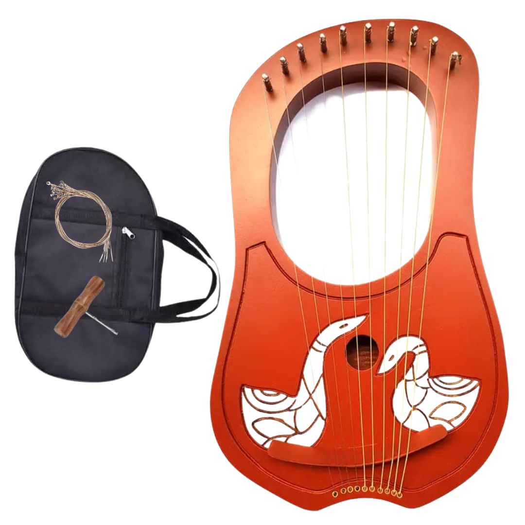 Premium Irish Lyre Harp with Rosewood Body & Metal Strings - Elegant Dock Design for Celtic Music, Meditation & Home Decor