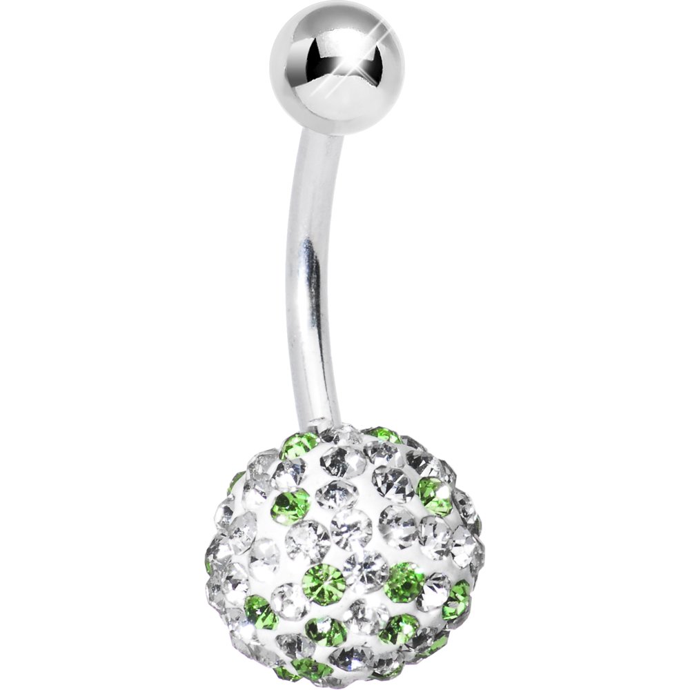 Body Candy Women's Striped Light Green Belly Button Ring - Stylish Navel Piercing Jewelry for Summer Outfits & Beach Wear