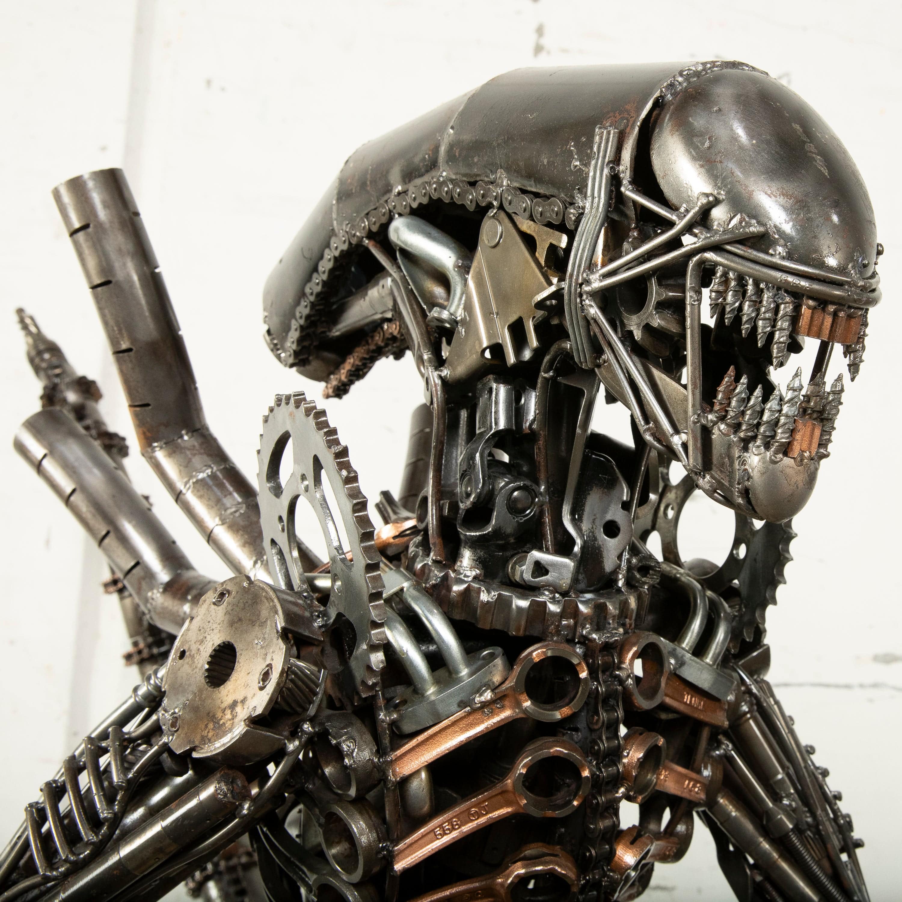 55 Alien Inspired Recycled Metal Art Sculpture - Unique Sci-Fi Wall Decor for Home & Office - Perfect for Space Themed Rooms & Gift Ideas