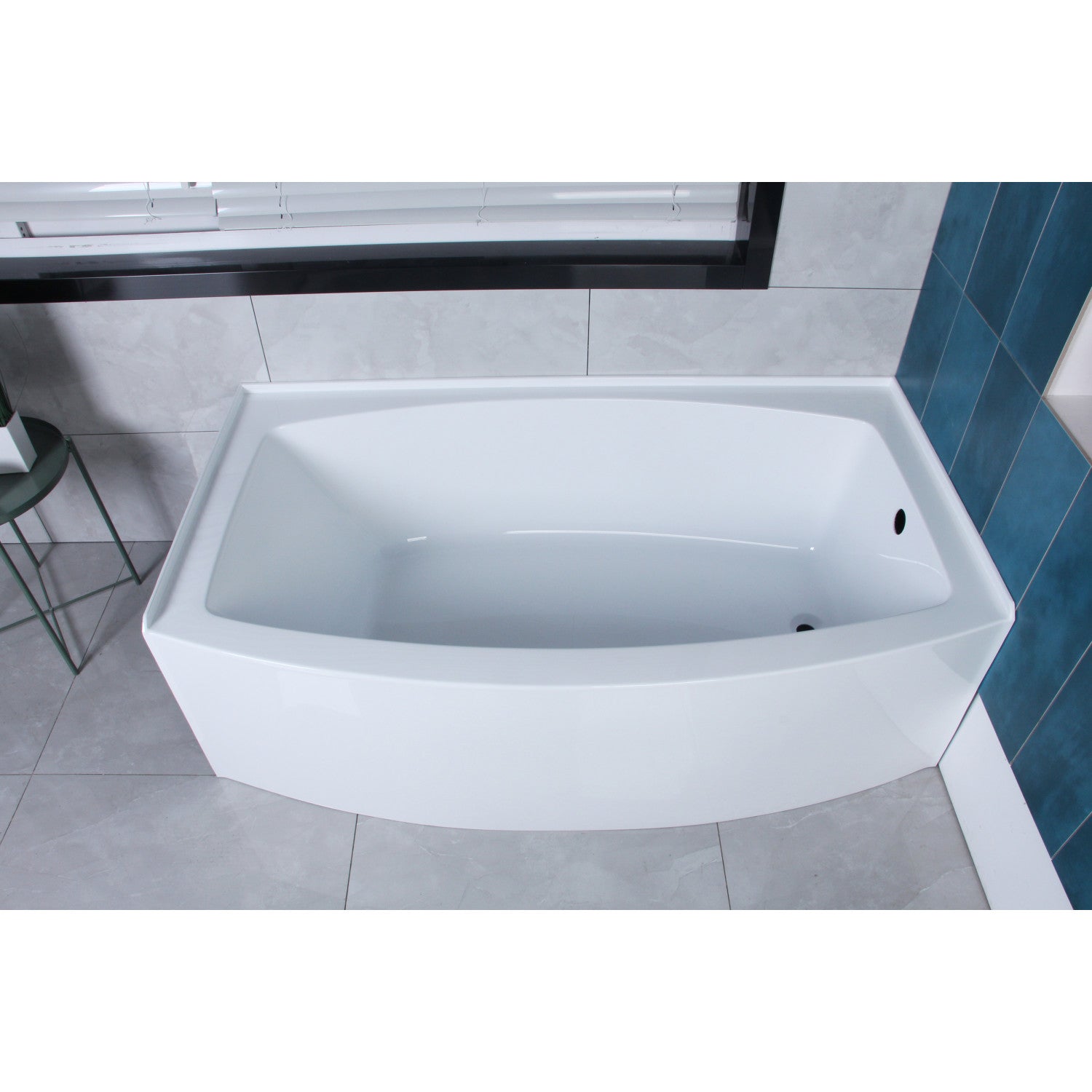 Aqua Eden VTDR663222R 66-Inch Acrylic Curved Rectangular Apron 3-Wall Alcove Bathtub - Right Hand Drain, Glossy White - Perfect for Modern Bathroom Renovations & Spa-Like Relaxation