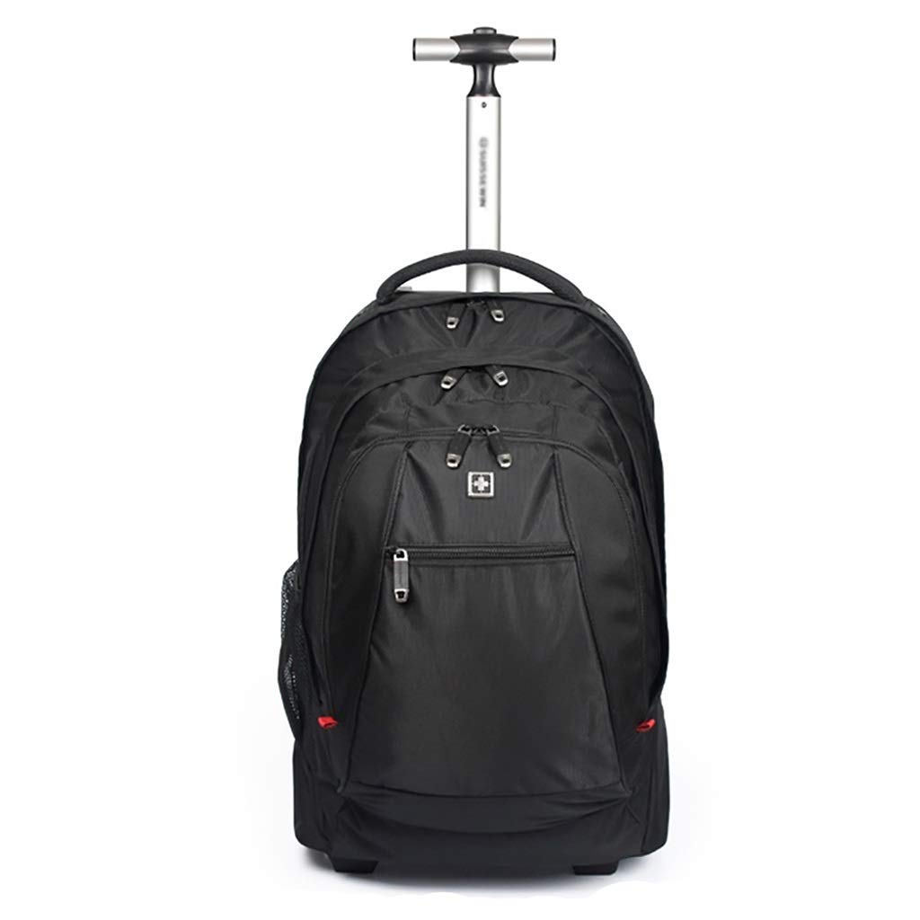 Black Wheeled Trolley Bag for Business Travel - 16 Inch Laptop Backpack with Wheels (35x28.5x50cm) - Perfect for Airplane Carry-On & Mobile Office Professionals