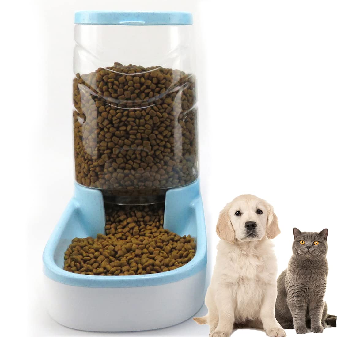 **Large Capacity Pet Food & Water Bowl Feeder with Storage Bottle - Automatic Feeder for Dogs, Cats, Rabbits & Puppies (Blue) - Perfect for Travel, Crate Training & Multi-Pet Homes**