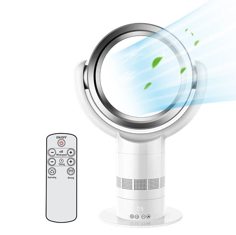 DBL MAX PRO Halo Bladeless Cooling Desk Fan - Ultra Quiet USB Fan for Office, Home & Bedroom - White & Silver - Perfect for Work, Study & Sleep