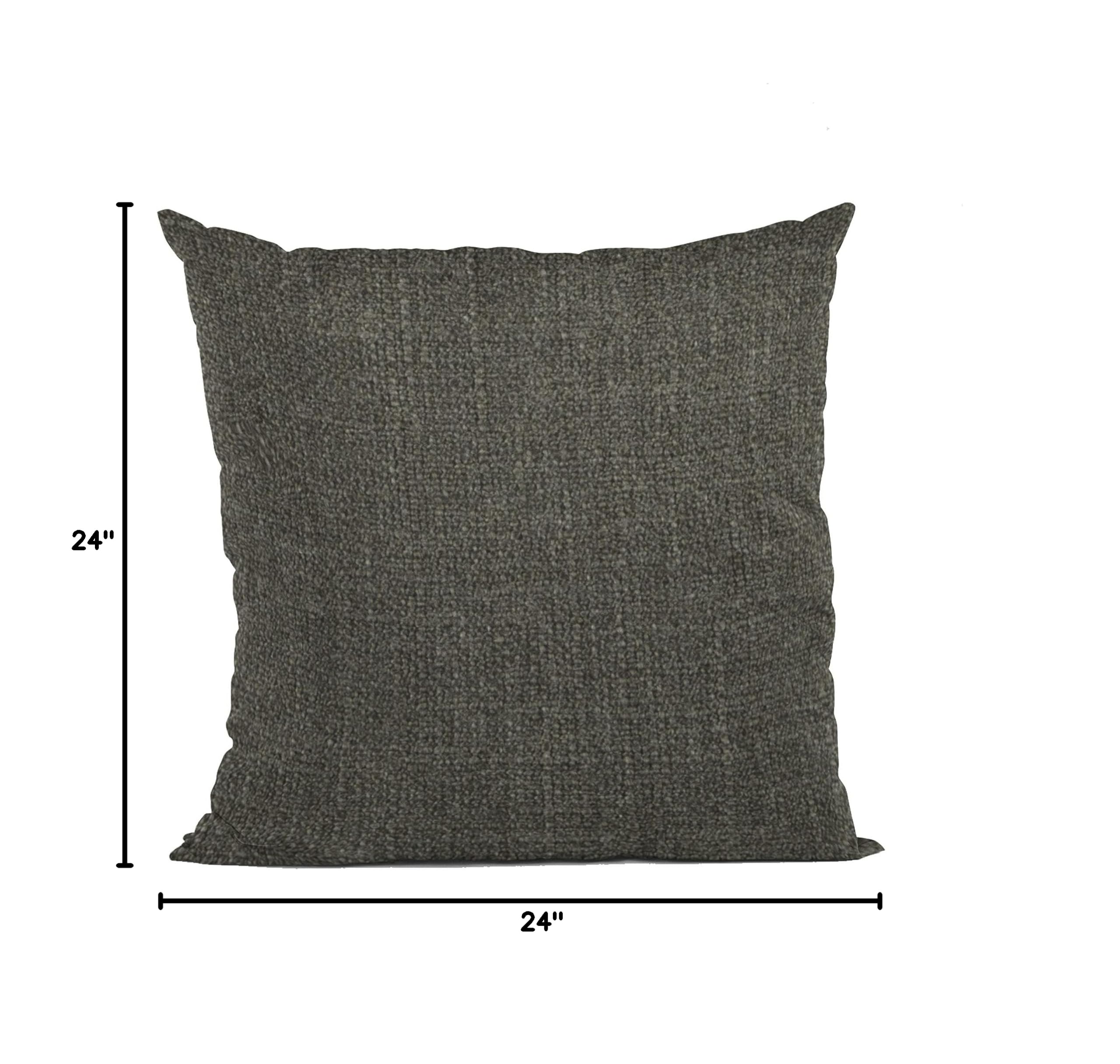 Plutus Mascara Wall Textured Solid Luxury Throw Pillow 24x24 Inches - Open Weave Double Sided Decorative Black Cushion for Living Room Sofa, Bedroom & Home Decor