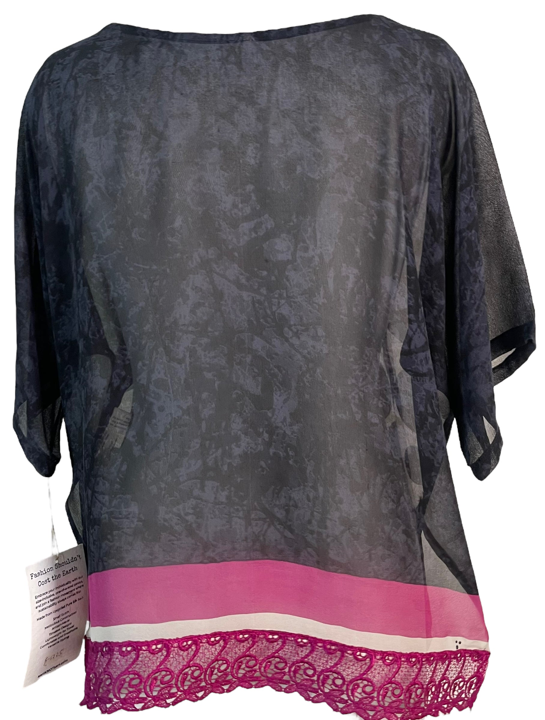 PRG6225 Sheer Avatar Pure Silk Side Slit Top - Elegant Women's Blouse for Party, Evening & Special Occasions