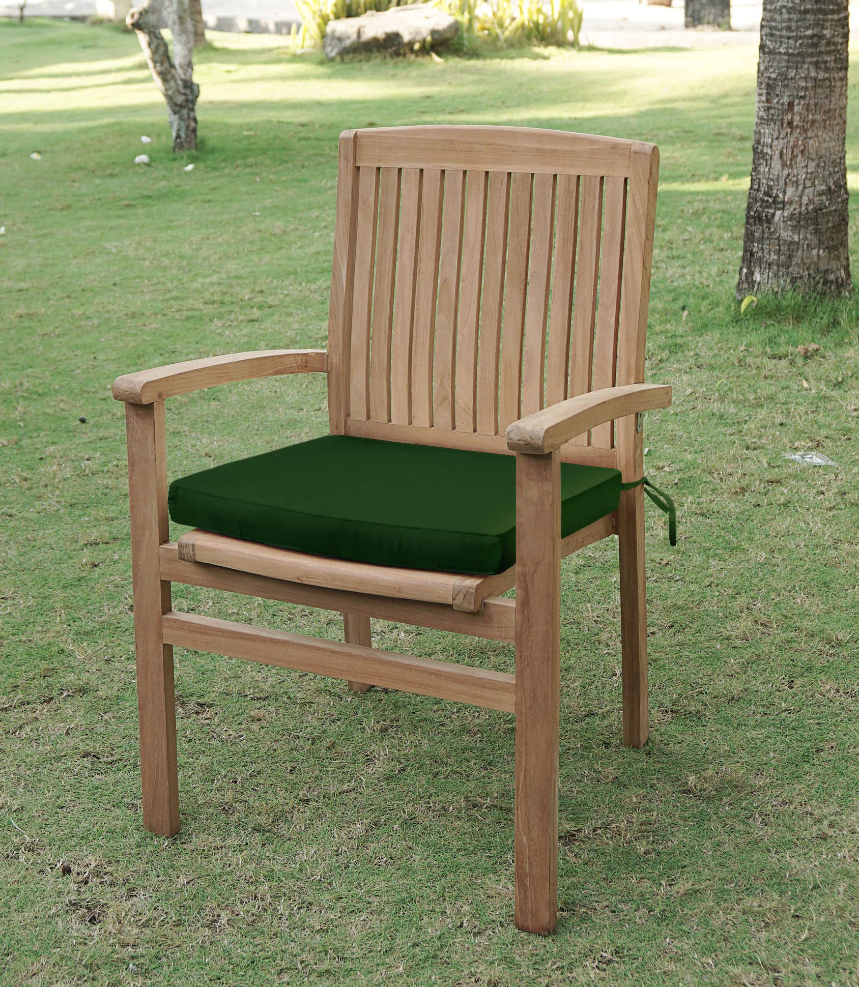 Premium 20x20 Inch Indoor/Outdoor Chair Cushions with Ties - Square Patio Seat Cushions Set of 2, Dark Green - Perfect for Garden Furniture, Deck Chairs & Outdoor Lounging