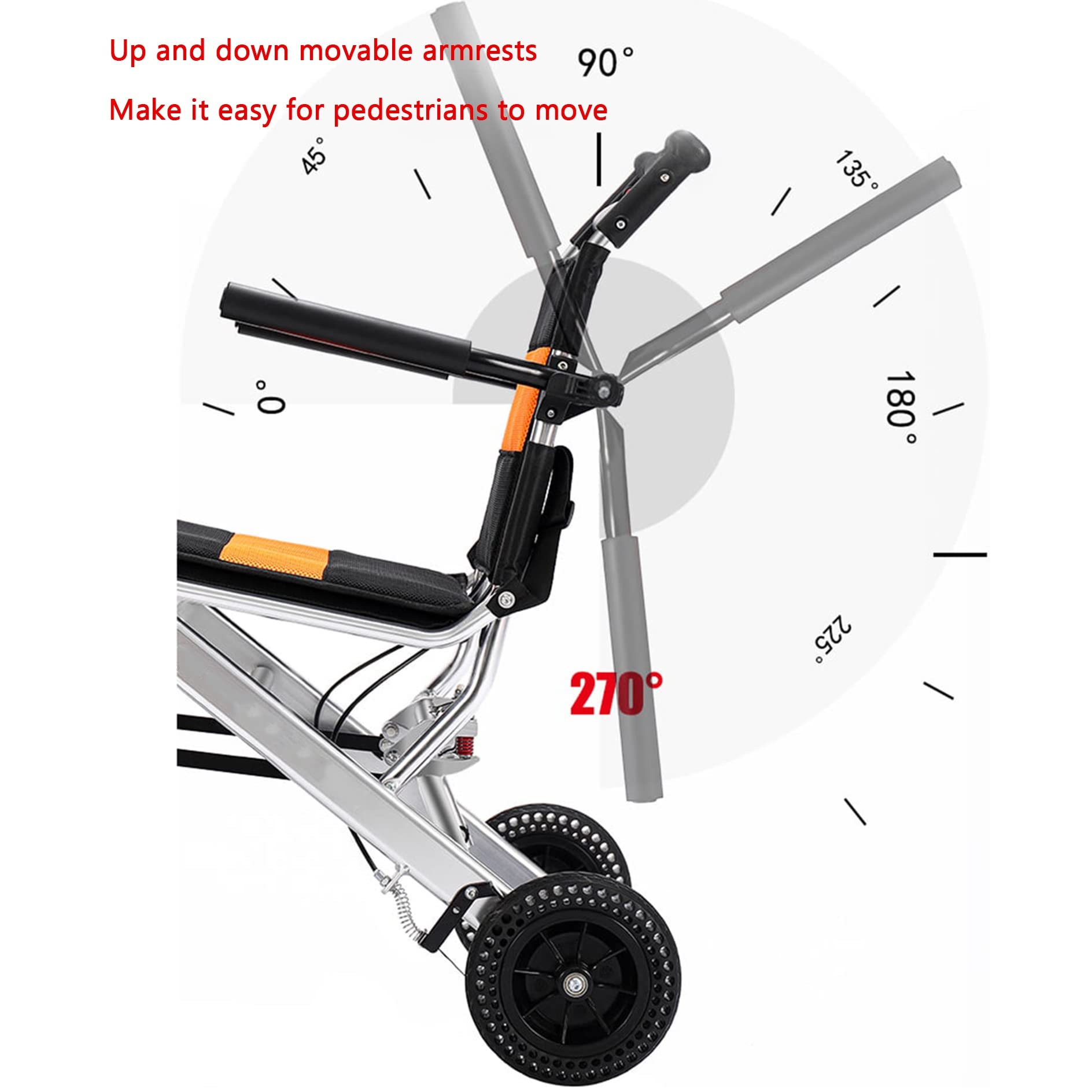 Lightweight Foldable Transport Wheelchair for Adults & Kids - Portable Ultralight Folding Wheelchair with Handbrakes, Aluminum Alloy Frame - Ideal for Elderly, Air Travel, and Daily Mobility