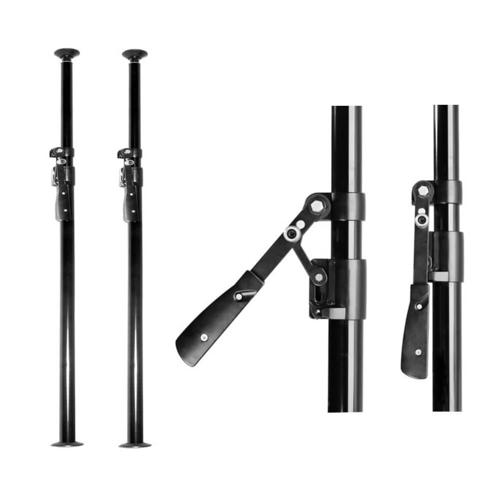 Autopole with 2x Crossbars & Double Convi Clamp Set - Heavy Duty Support System for Photography Backdrops, Trade Show Displays & Studio Lighting