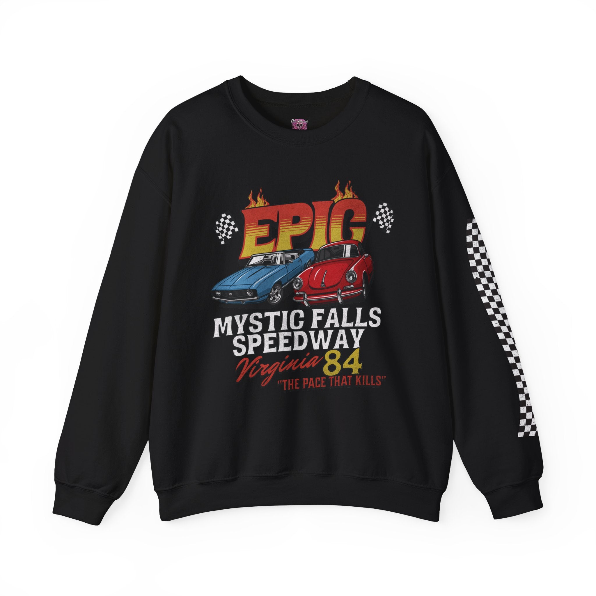 Mystic Falls Raceway Crewneck Sweatshirt - Comfortable & Stylish Unisex Pullover for Racing Fans | Perfect for Casual Wear, Outdoor Activities & Sports Events
