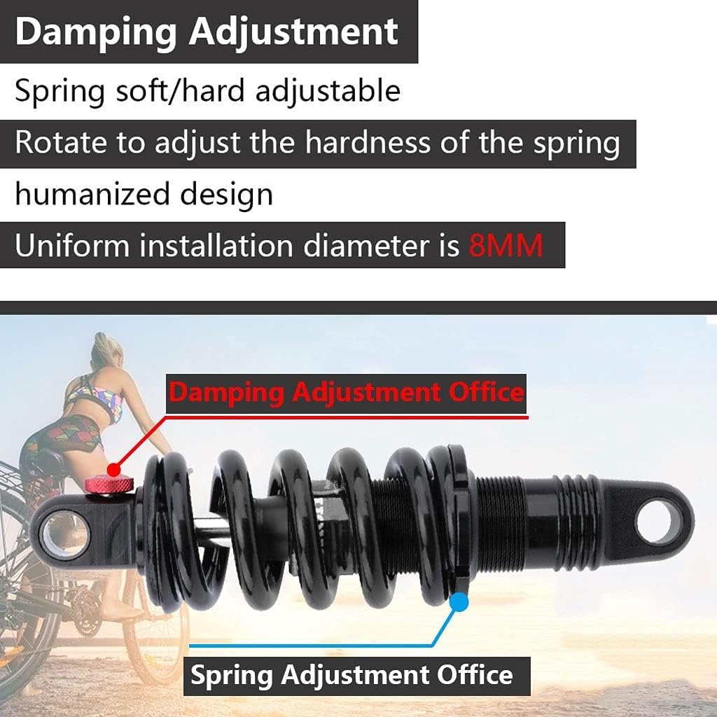 Premium Mountain Bike Rear Shock Absorber - Adjustable Coil+Oil Hydraulic Suspension (165mm, 350Lbs Capacity) for E-Bike & MTB - Perfect for Off-Road Trails, Downhill & Electric Bicycle Adventures