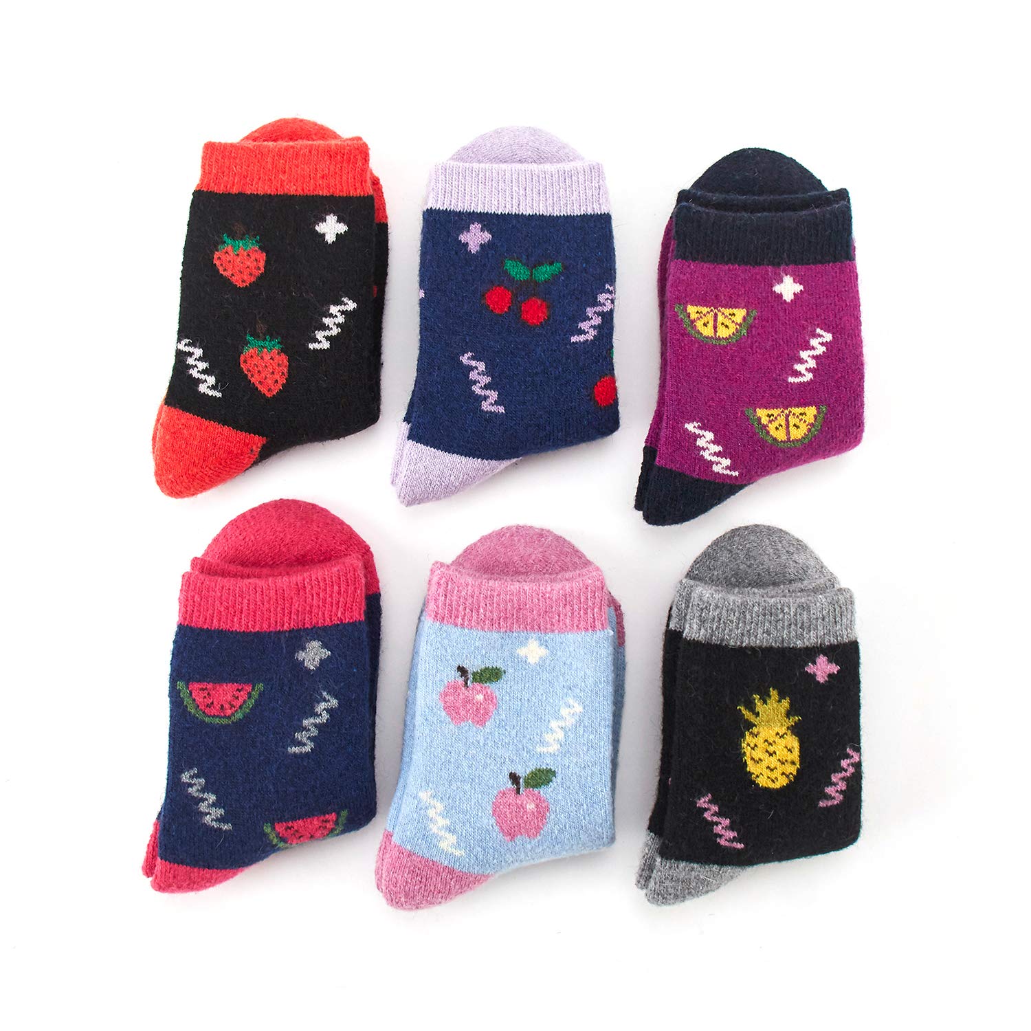 Warm Wool Socks for Boys - 6 Pairs Winter Thermal Crew Socks for Kids Outdoor Play