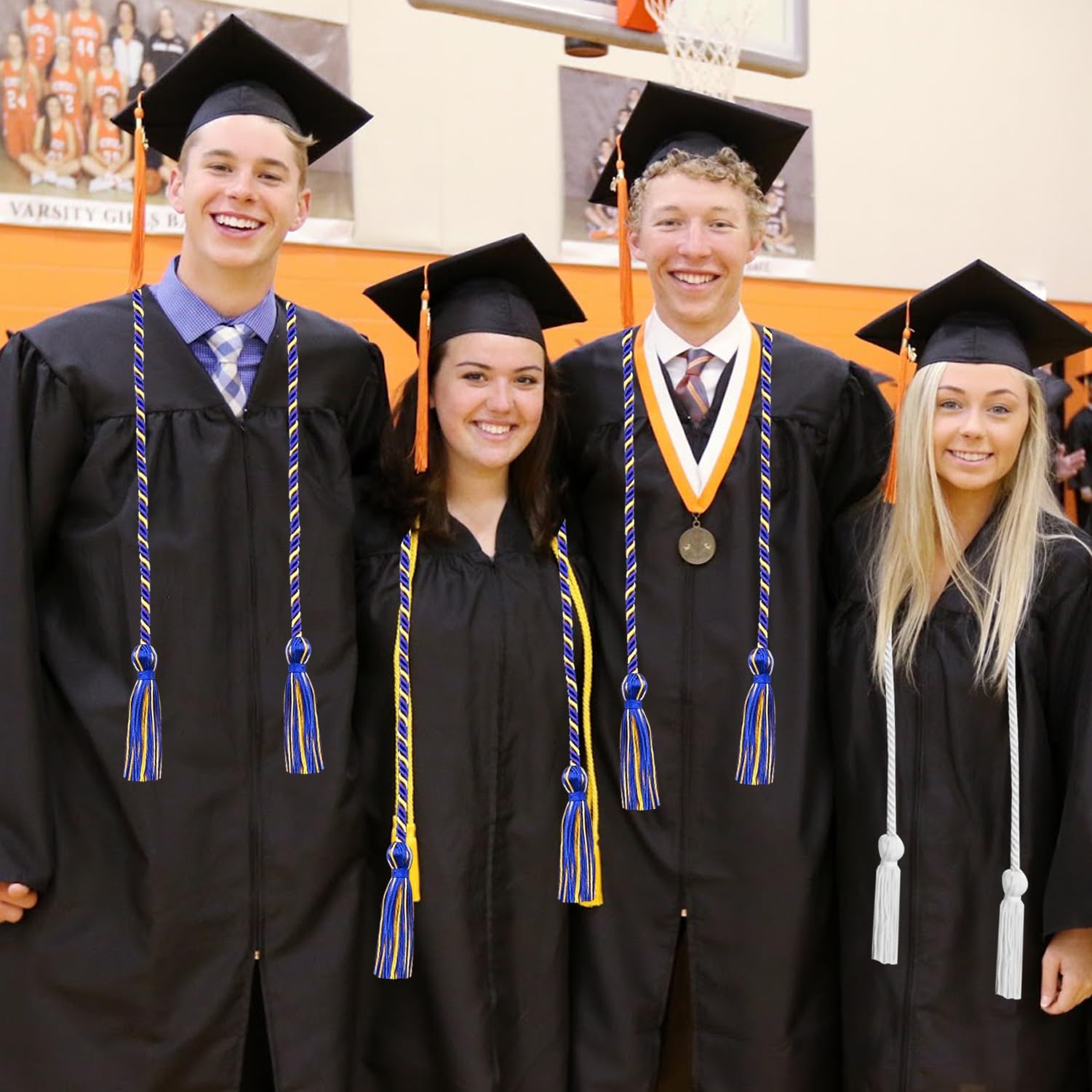 Royal Blue and Gold Graduation Honor Cords - 67