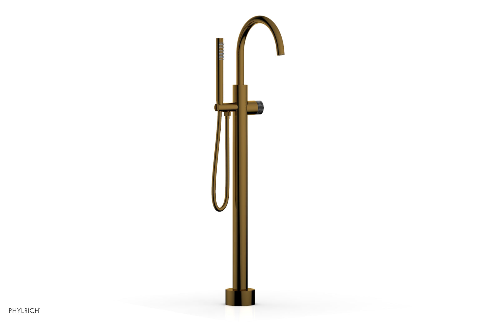 Premium BASIC II Tall Floor Mount Tub Filler with Marble Handle & Hand Shower - Model 230 47 01 - Perfect for Luxury Bathrooms & Spa-Like Showers