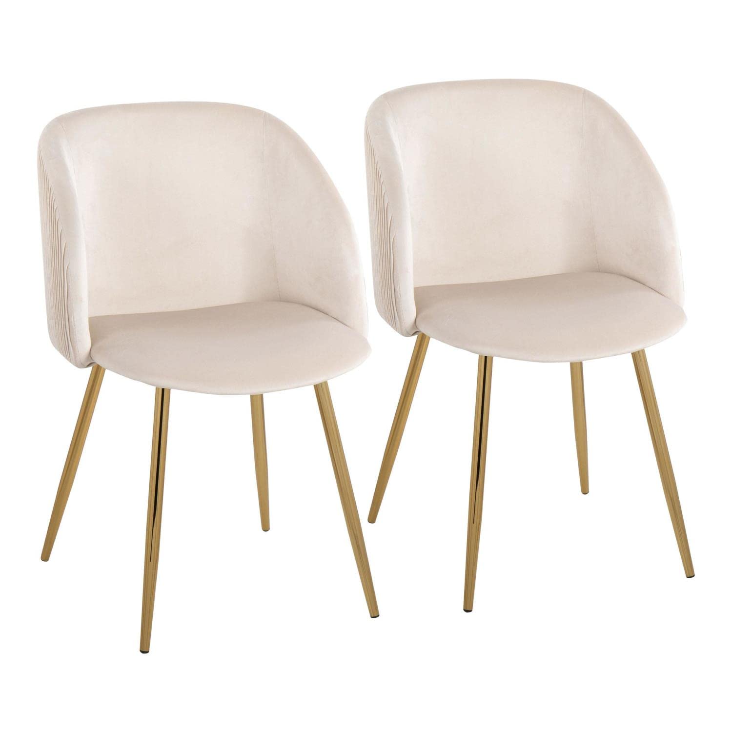 LumiSource Fran Pleated Waves Chair - Set of 2 Modern Upholstered Dining Chairs with Wave Design for Kitchen, Dining Room & Home Decor | Comfortable Seating for Family Meals & Entertaining Guests