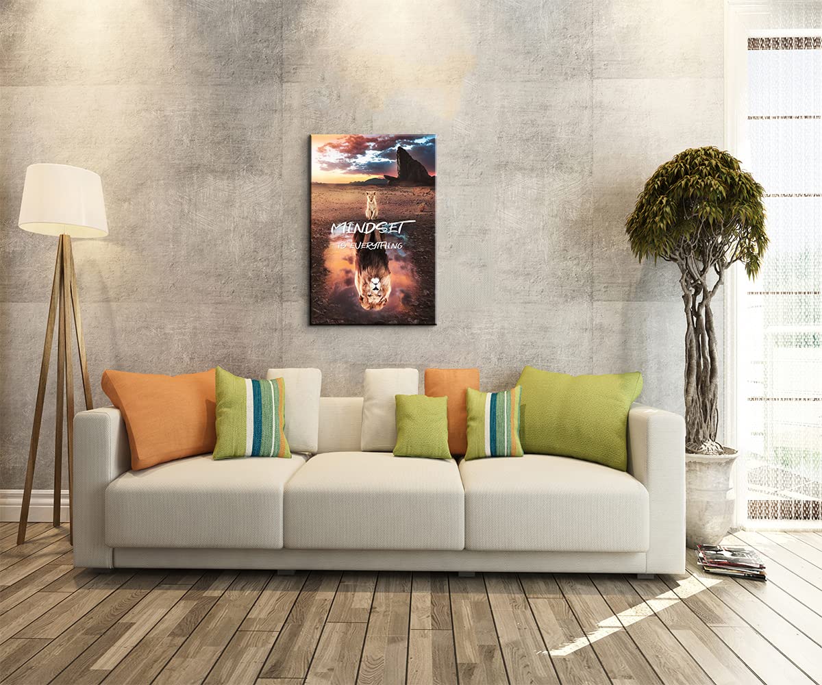 Motivational Wall Art - Mindset is Everything Poster, Positive Quote Canvas Print for Office & Classroom Decor (12''Wx18''H) - Perfect for Home Office, School, Gym & Workspace Inspiration